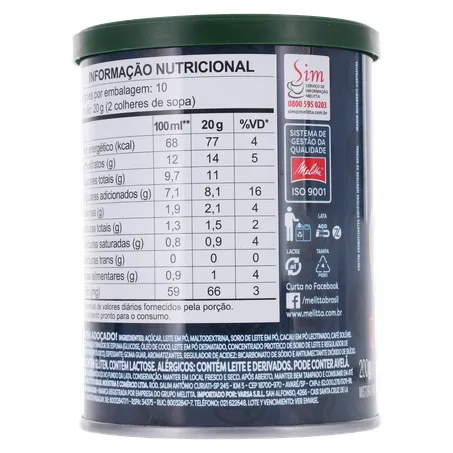 MISTURA CAPPUCCINO MELITTA CHOCOLATE 200G 360-24