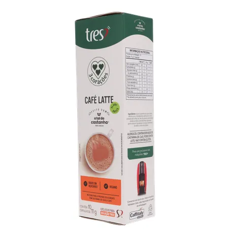 Café com Leite em Cápsula 3corações Latte Vegano Caixa com 10un - 110gr 360-22