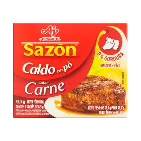 Caldo em Pó Sazón Sabor Carne Pacote com 5un - 32.5gr