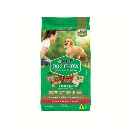 RACAO PURINA DOG CHOW 1KG FLH/MED/GDE CARN/FRG/ARZ.