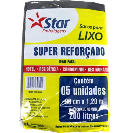 Saco p/lixo star reforcado 200l c/5