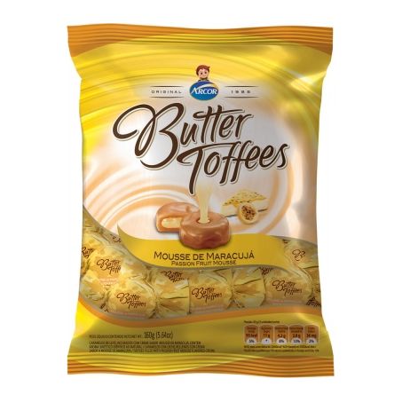 Bala Arcor Butter Toffees Maracujá Pacote 160G