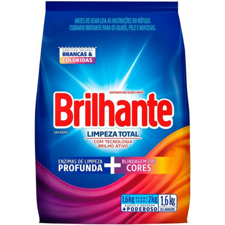 Lava roupas po brilhante 1.6kg limpeza total