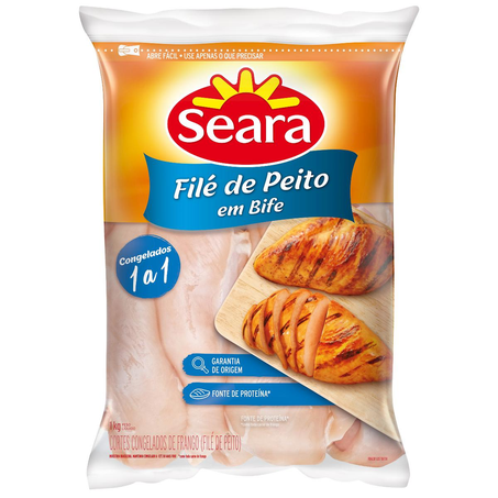 Filé de Peito Seara 1Kg - Bifes - Congelado - IQF