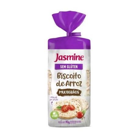 Biscoito de arroz jasmine multigrãos sem glúten 90g