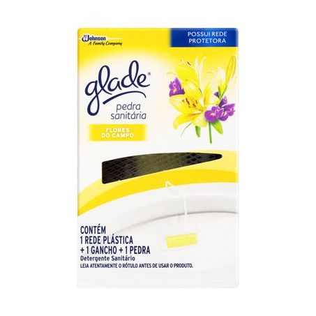 Kit Detergente Sanitário Pedra Perfumada Glade 1 Rede Plástica + 1 Gancho + 1 Pedra Flores de Campo Caixa 1un