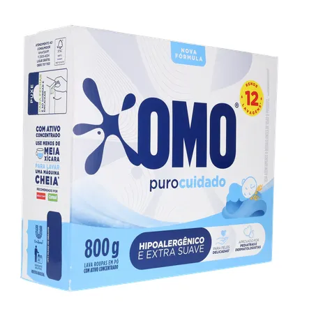 Lava Roupas Omo Em Pó Puro Cuidado Caixa 800g 
  360-32