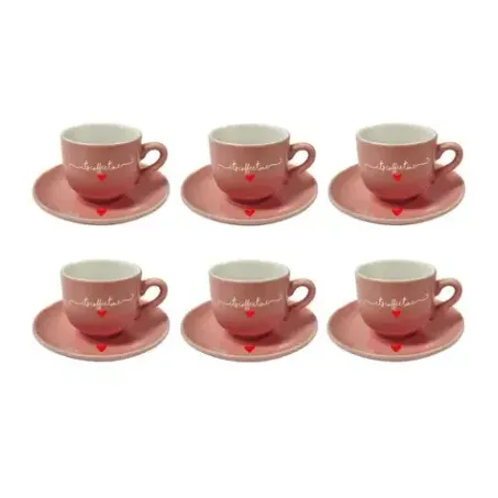 Jogo Xicara Cafe Hauskraft 90ml Peach Rose 6 Pecas