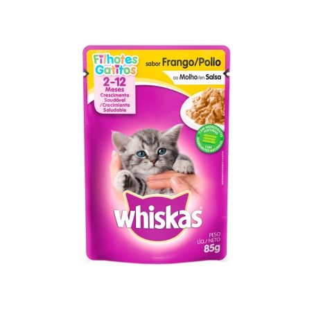 Alim gatos whiskas filhotes frango 85g