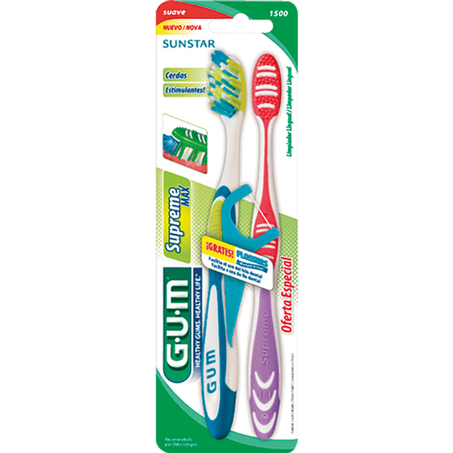 Escova dental supreme gum c/2 + flossers