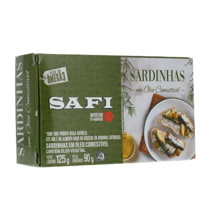 SARDINHA IMPORTADA MARROQUINA SAFI COM ÓLEO CAIXA 125G 360-33