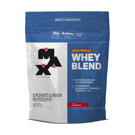 SUPLEMENTO WHEY MAX BLEND MORANGO POTE 900G