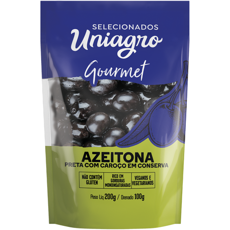 AZEITONA PRETA EM CONSERVA COM CAROÇO UNIAGRO SACHÊ
