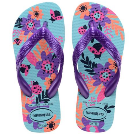 Sandalia/chinelo 23/24 havaianas kids flores azul