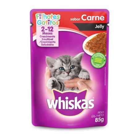 RACAO GATO WHISKAS JELLY FILHOTE CARNE 85G