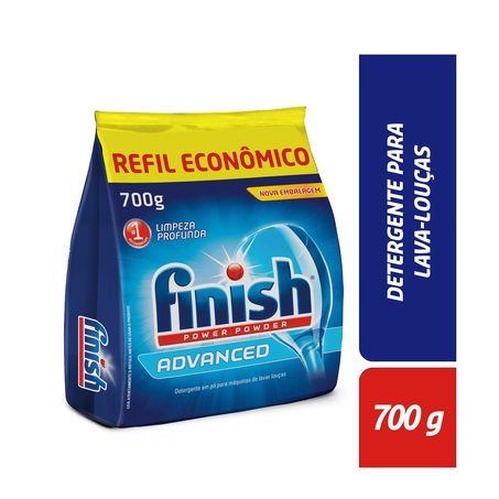 Detergente em Pó para Máquina de Lavar Louças Finish Power Powder Advanced 700G