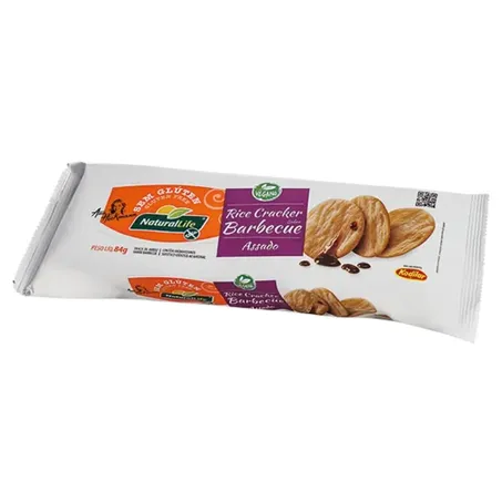 Biscoito Rice Cracker 84g Nat Life Sem Gluten Barbecue Vegano