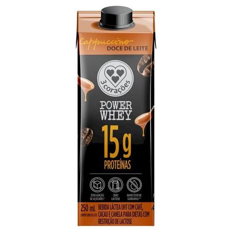 BEBIDA LACTEA POWER WHEY 3CORACOES 250ML DOCE LEITE
