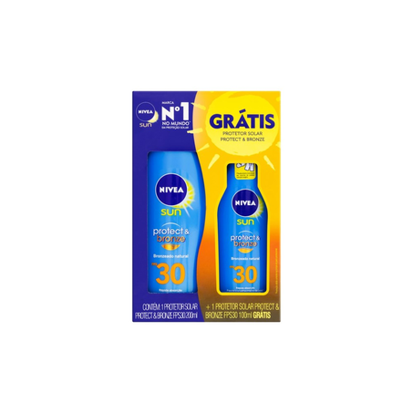 Kit Protetor Solar Protect e Bronze FPS 30 Nivea Sun 200Ml Grátis Protetor Solar 100Ml