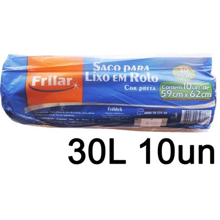 Saco lixo frilar preto rolo 30l