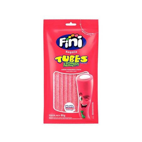 Bala Gelatina Fini Tubes Morango Ácido 80G