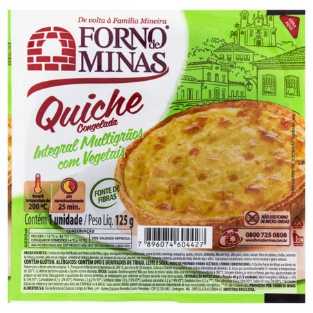 QUICHE INTEGRAL MULTIGRÃOS COM VEGETAIS FORNO DE MINAS