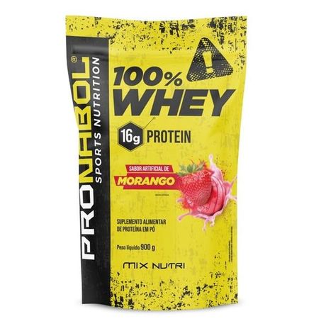 SUPLEMENTO 100% WHEY MIX NUTRI PRONABOL MORANGO