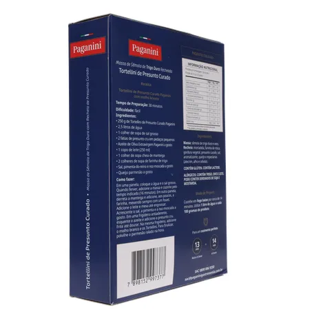 Massa Tortellini Paganini Presunto Curado Caixa 250gr 360-13