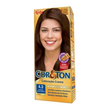 Tintura cabelo cor&ton 4.3 castanho medio dourado
