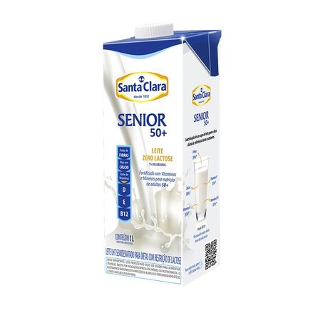 Leite Uht Zero Lactose Santa Clara Senior 50 Caixa 1L