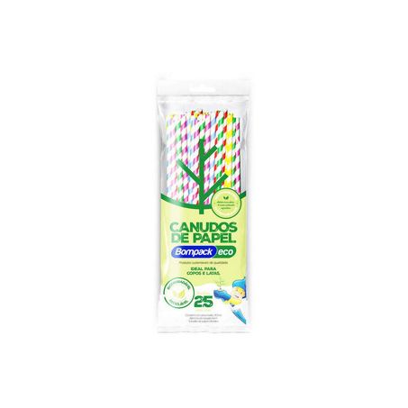 Canudo papel eco bompack 8mm 19.7cm c/25