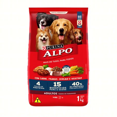 RAÇÃO PARA CÃES ADULTOS CARNE, FRANGO, CEREAIS E VEGETAIS PURINA ALPO