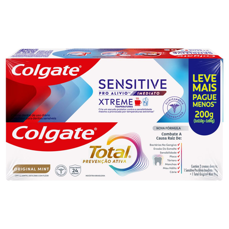 Creme Dental Colgate 110g - Sensitive - Pró-alívio - Xtreme + 90g - Total 12 - Original