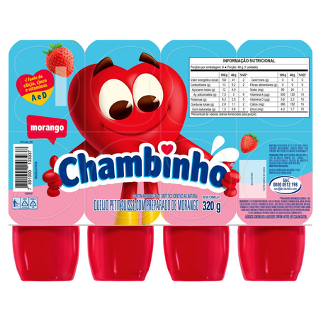 Petit-suisse Chambinho 320g - Morango