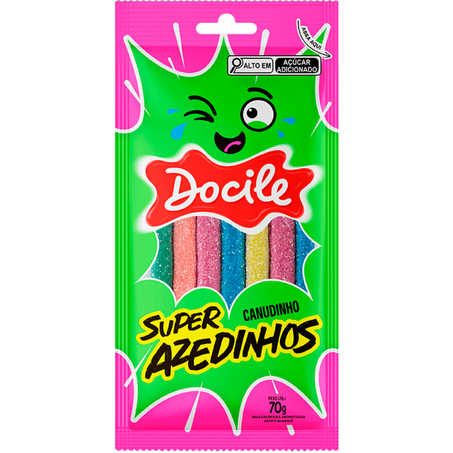Bala canudinho docile 70g super azedinhos
