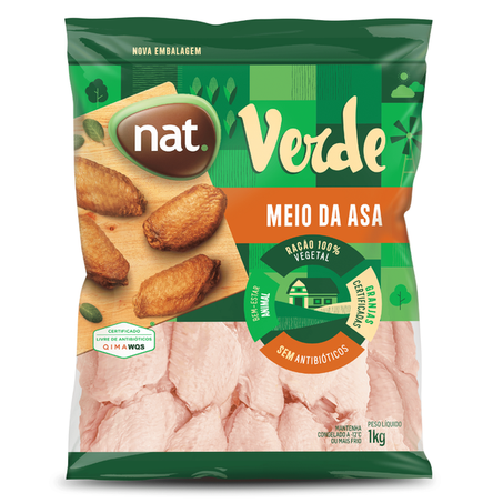 Meio da asa nat verde congelado 1kg