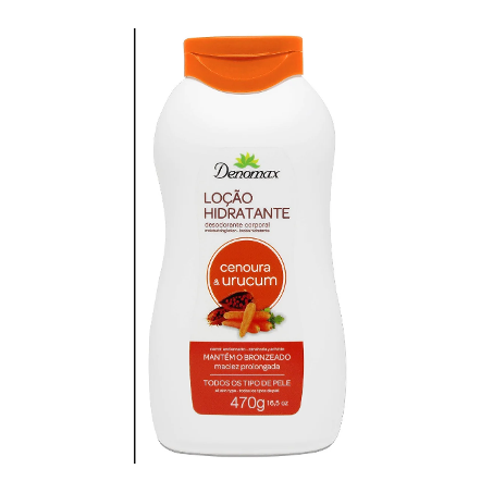 Loção hidratante corpo cenoura/urucum denomax 470g