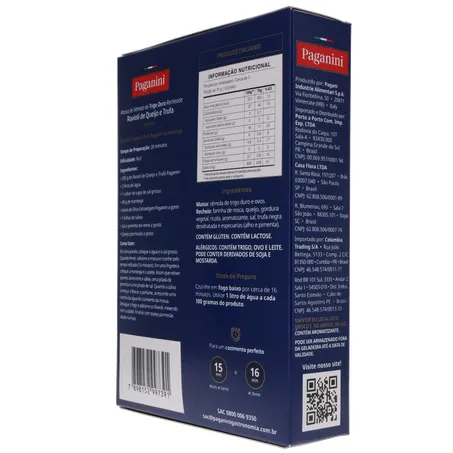 Massa Ravioli Paganini Queijo e Trufa Caixa 200gr 360-23