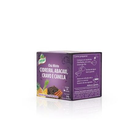 Chá barão cidreira, abacaxi, cravo e canela 14g c/10