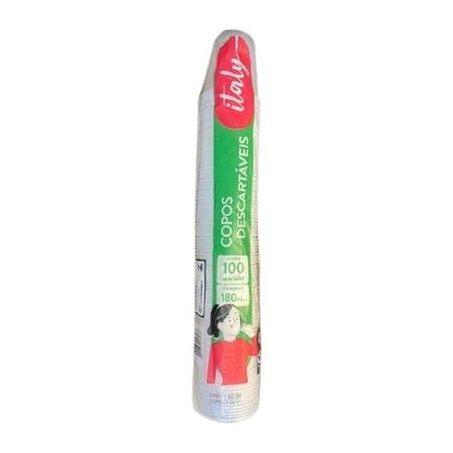 Copo descartável italy 180ml c/ 100 unidades