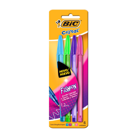 CANETA ESFEROGRÁFICA FASHION 1.2MM BLS C/4 CORES BIC
