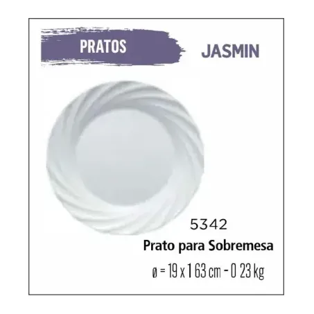 PRATO NADIR OPALINE JASMIM SOBREMESA 19CM