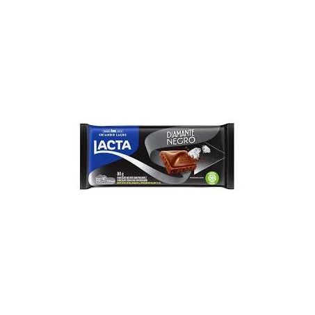 Tablete de Chocolate Ao Leite Lacta Diamante Negro Pacote 80gr