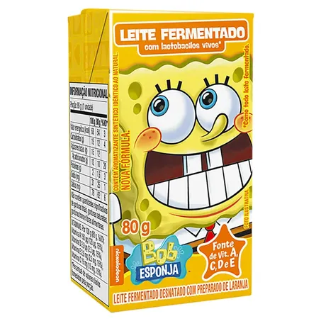 Leite elege fermentado bob esponja laranja 80g*.