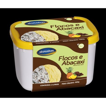 Sorvete skinabon flocos/abacaxi 2l