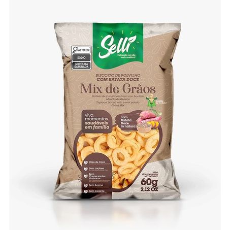 BISCOITO DE POLVILHO SELLI MIX DE GRÃOS PACOTE 60G