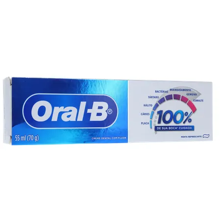 Creme Dental Oral-B 100% Com Flúor Menta Refrescante 70g 
  360-34