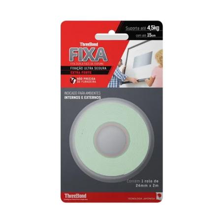 FITA DUPLA FACE THREE BOND FIXA 24MM EXTRA FORTE