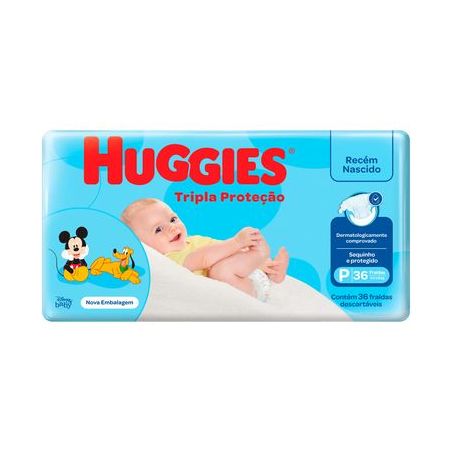 FRALDAS HUGGIES TRIPLA PROTEÇÃO MEGUINHA P COM 36UN