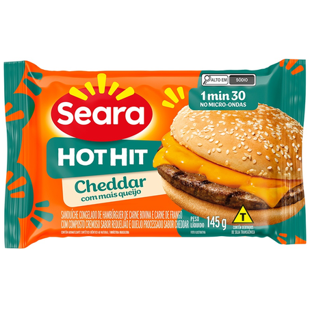 HAMBURGUER HOT HIT SEARA CHEDDAR 145G